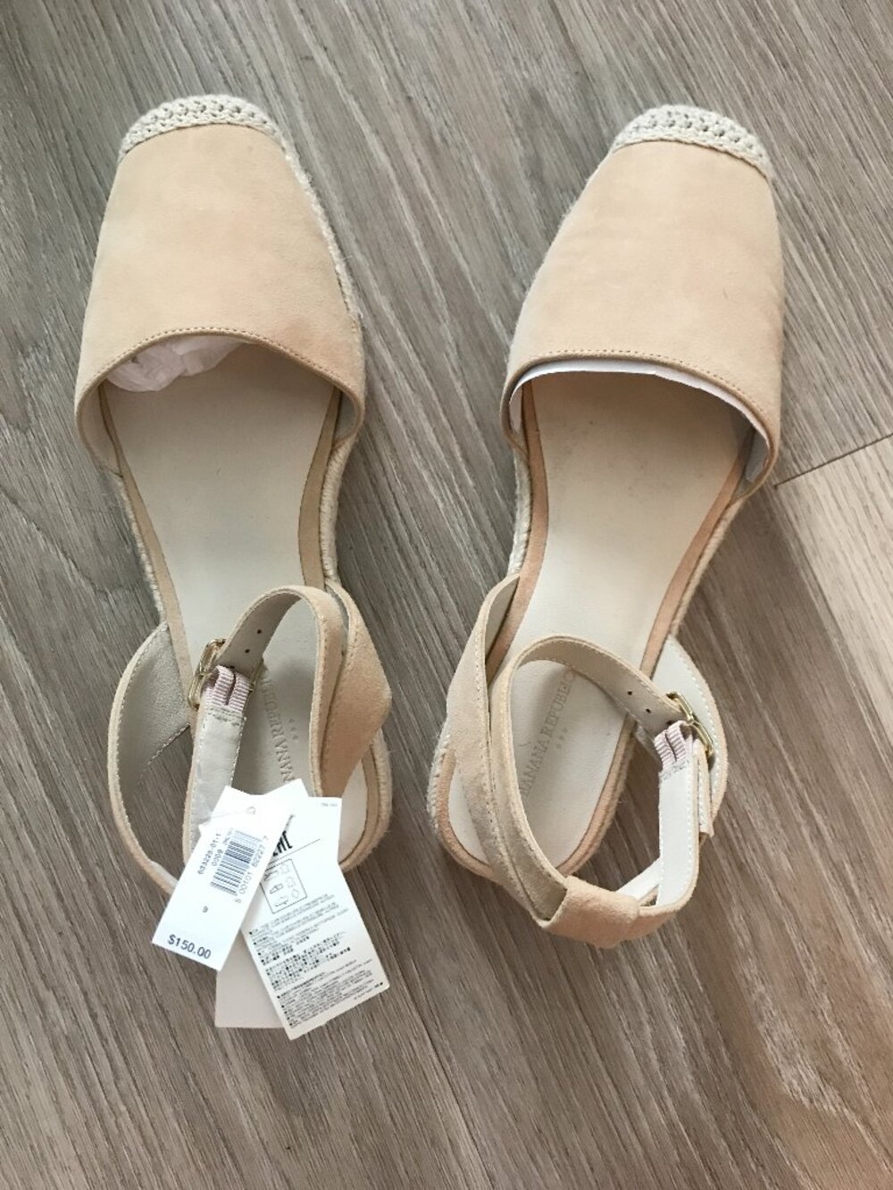 NWT Banana Republic Nude Suede Espadrille Sandals Size 9 | Ankle Strap | $150 Re